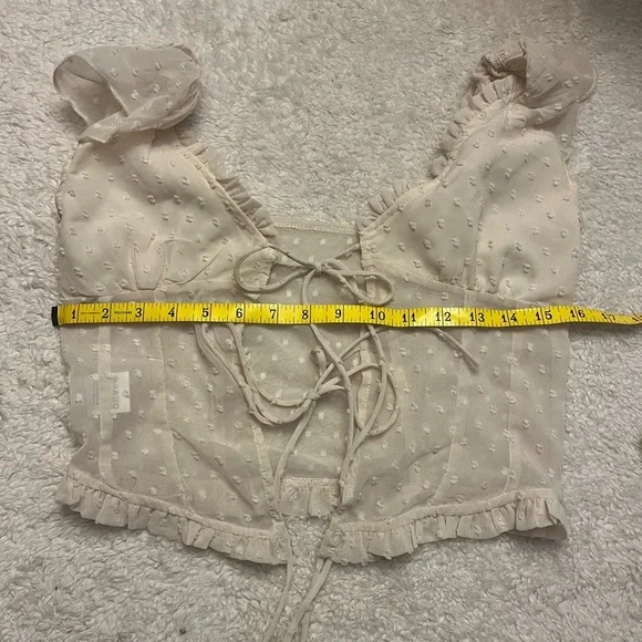 Y2K Front Tie Sheer Ruffle Trim Blouse - Picture 4 of 7